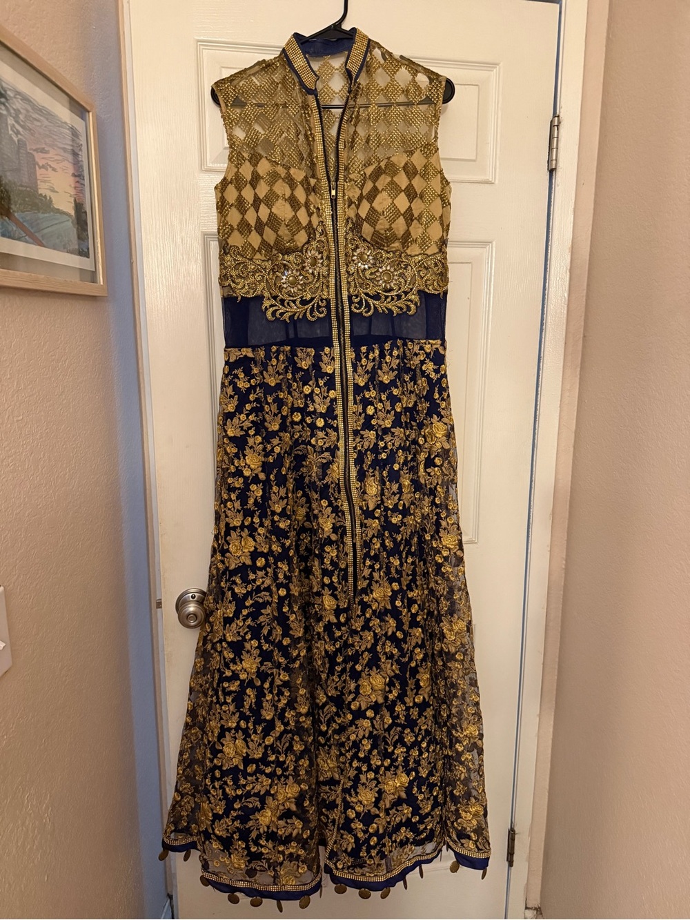 Gold and Navy Authentic Indian Couture Dress